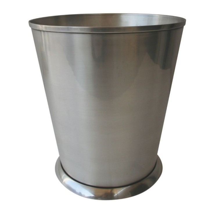 Waste basket in aged silver-finish brass