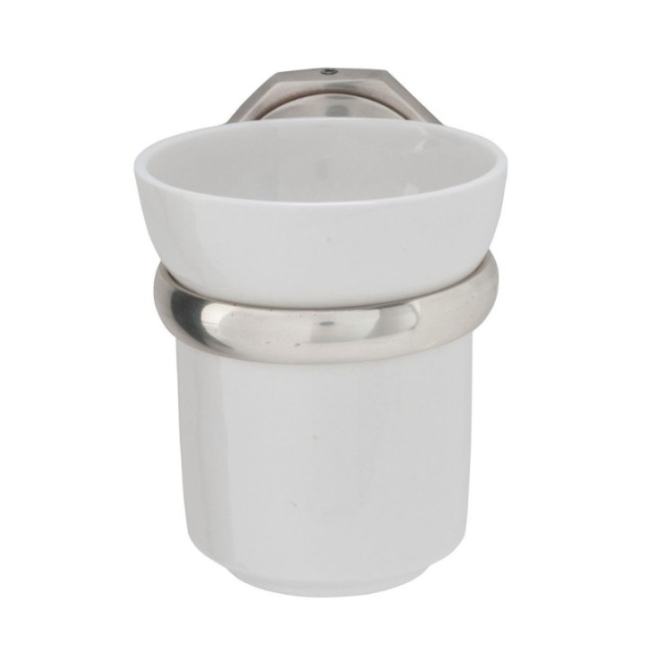Octo wall-mounted toothbrush holder in brass and ceramic