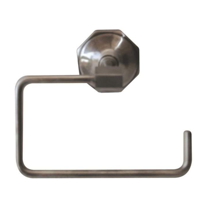 Octo wall-mounted toilet roll holder in aged silver-finish brass