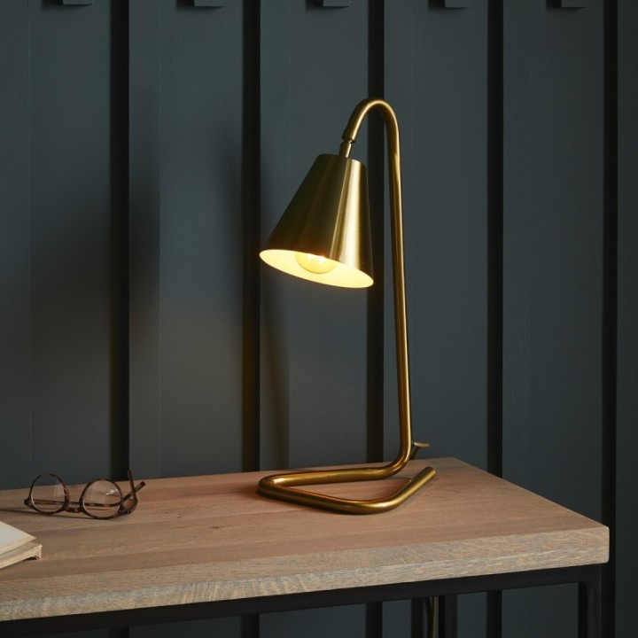Jacques desk lamp in brass-finish metal