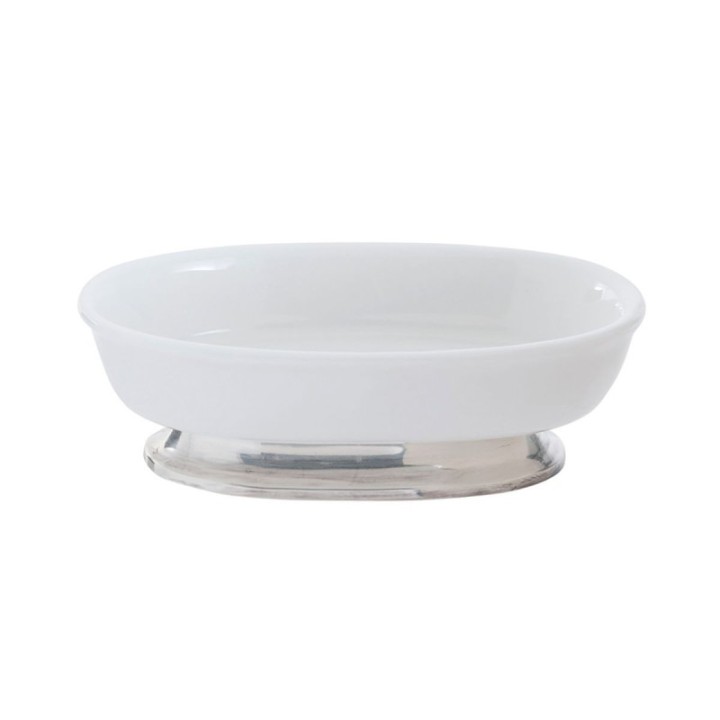 Set of washbasin accessories in metal and porcelain
