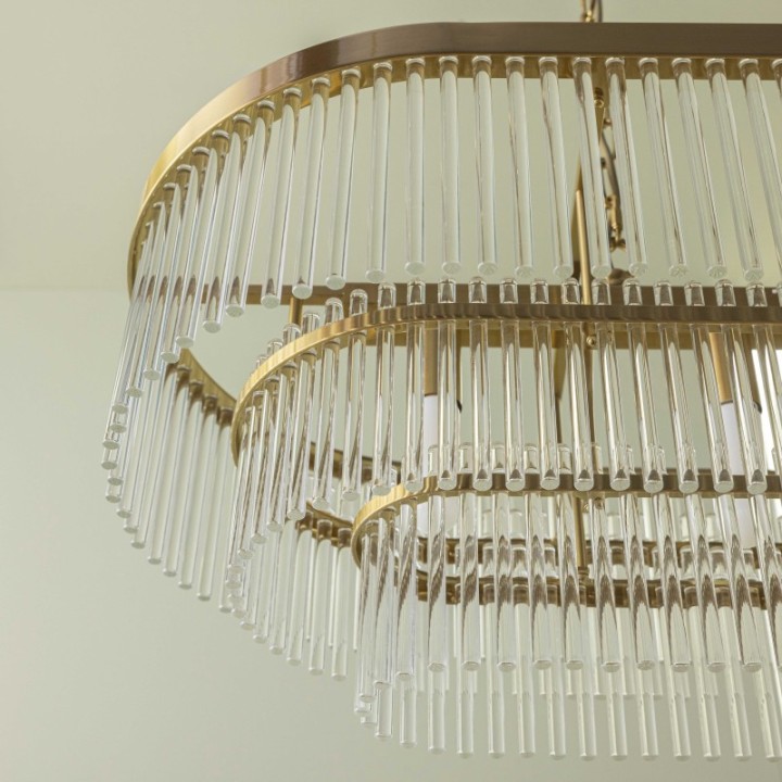 Pool gold drop chandelier