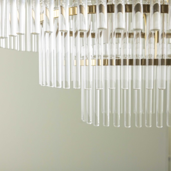 Pool gold drop chandelier