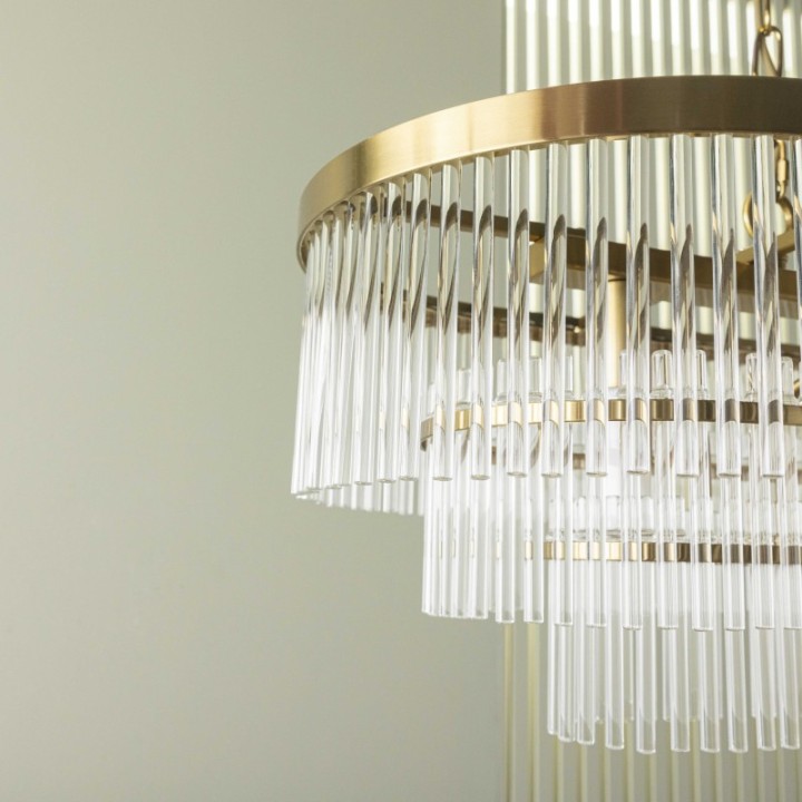 Pool gold drop chandelier