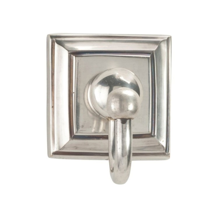 Alpha wall hook in aged silver-finish brass