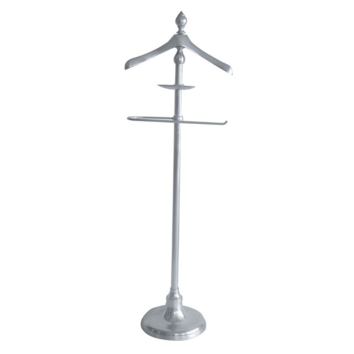 Valet stand in aged silver-finish brass