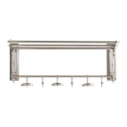 6-hook wall coat rack in aged silver-finish metal W66 cm