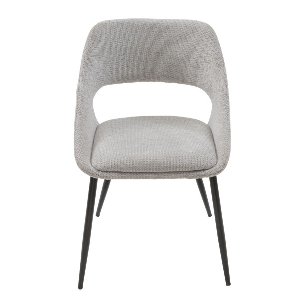 Lot de 2 chaises en tissu gris avec piètement en métal ELODIE