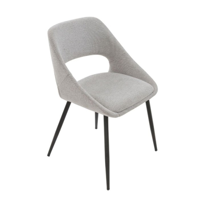 Lot de 2 chaises en tissu gris avec piètement en métal ELODIE