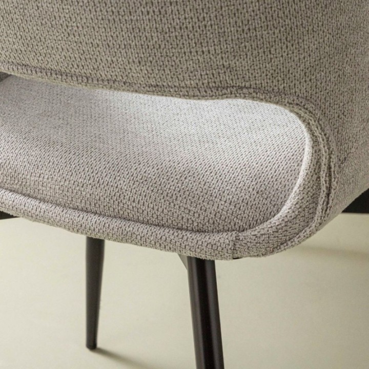 Lot de 2 chaises en tissu gris avec piètement en métal ELODIE
