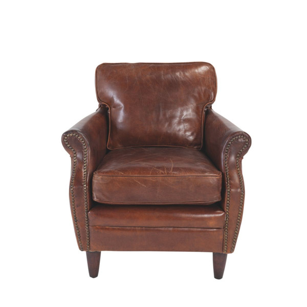 Fauteuil en cuir chocolat KANSAS