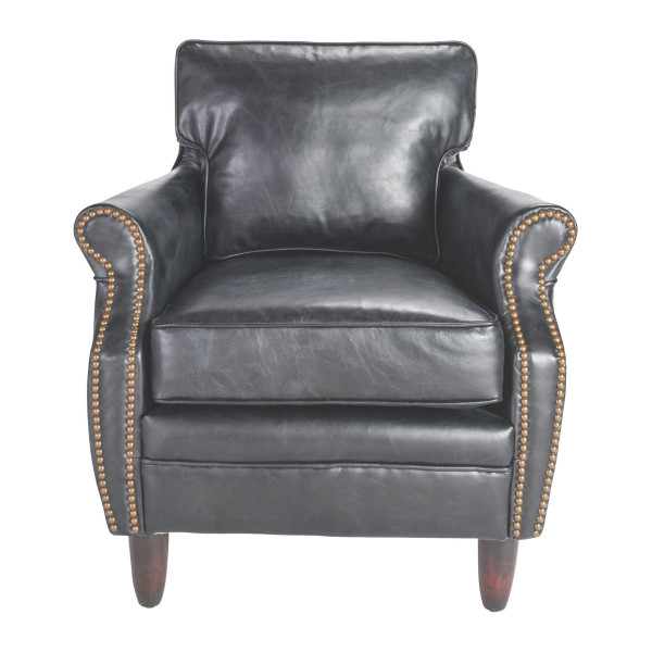 Fauteuil en cuir noir KANSAS