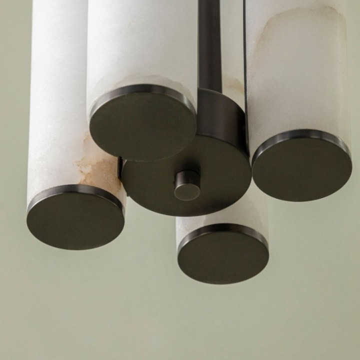 Vertical Alabaster and Metal Chandelier MONTAIGNE