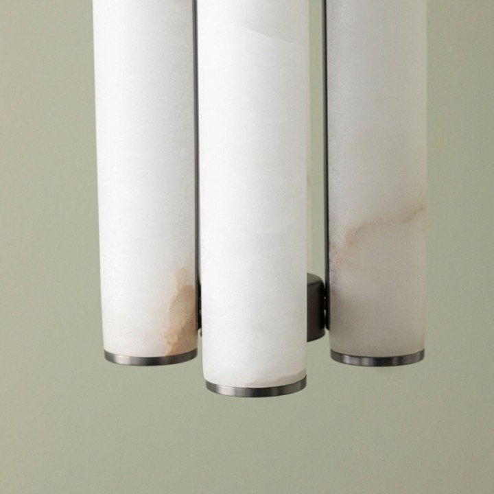 Vertical Alabaster and Metal Chandelier MONTAIGNE