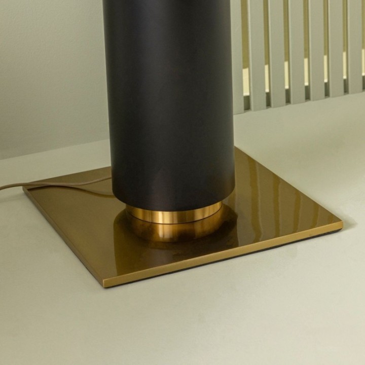 Vendome black metal floor lamp with gold brass finish