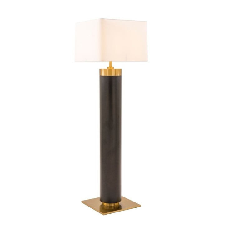 Vendome black metal floor lamp with gold brass finish