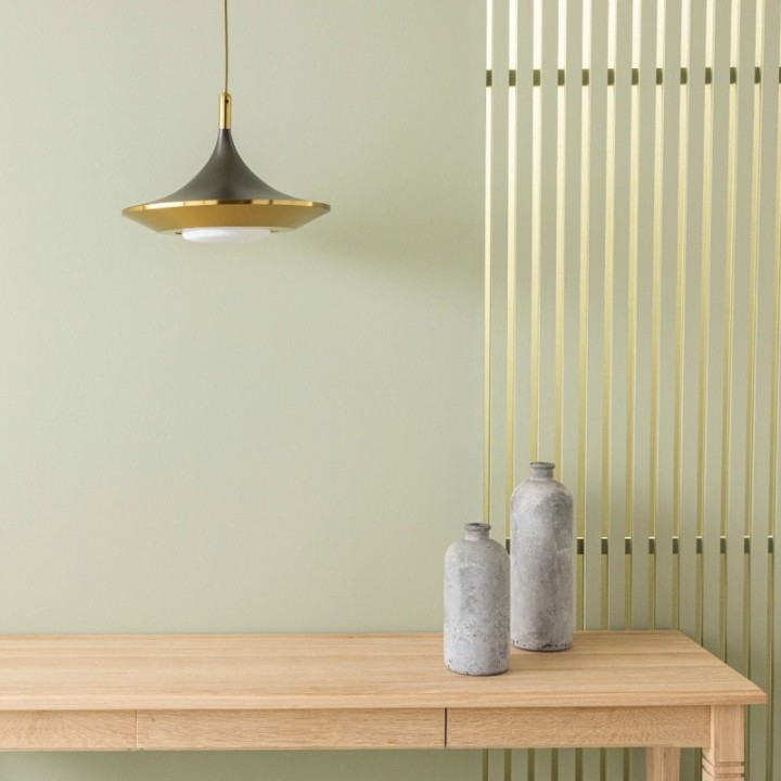 Orion black metal chandelier with gold brass finish
