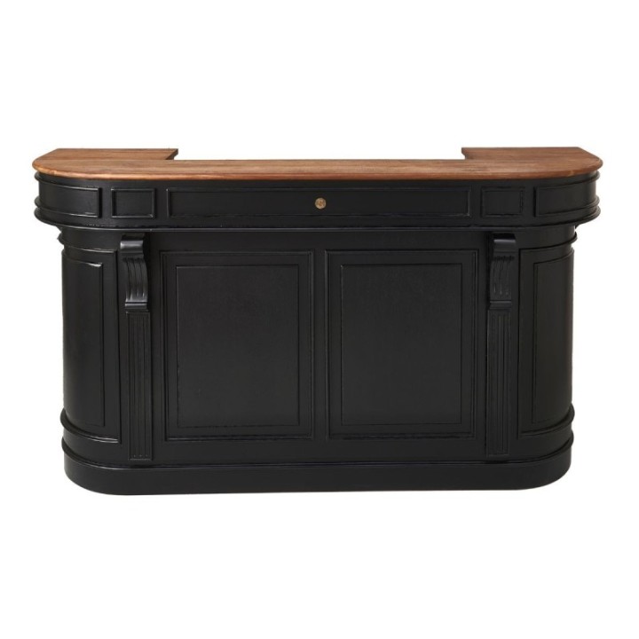 Estaminet counter in black painted solid acacia
