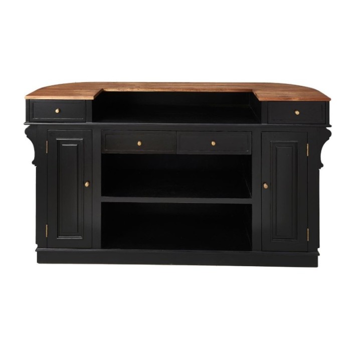 Estaminet counter in black painted solid acacia