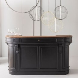 Estaminet counter in black painted solid acacia