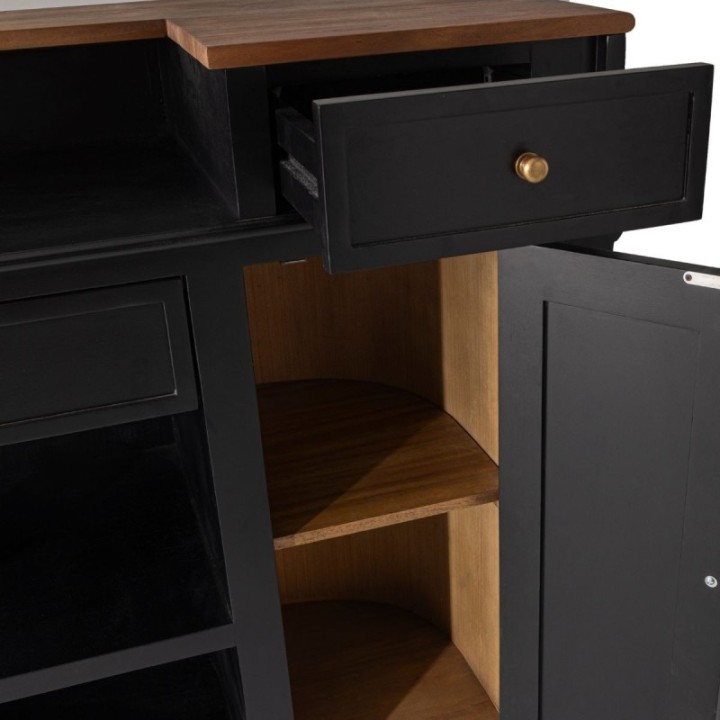 Estaminet counter in black painted solid acacia
