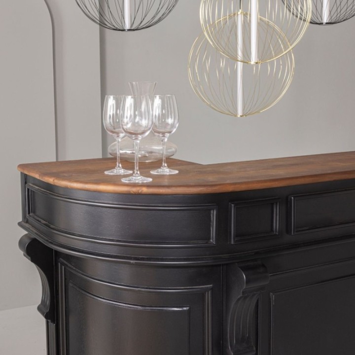 Estaminet counter in black painted solid acacia