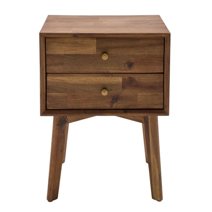 Paul solid acacia 2-drawer bedside table