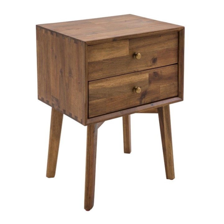 Paul solid acacia 2-drawer bedside table