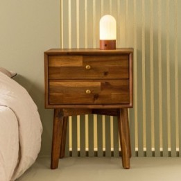 Paul solid acacia 2-drawer bedside table