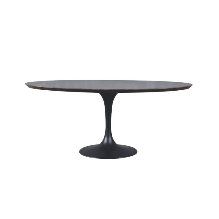 Tulipe table with blue stone and oak top.