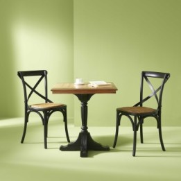 Lot de 2 chaises noires assise rotin BISTROT