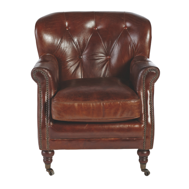 Newcastle chocolate leather bar armchair