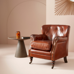 Fauteuil de bar en cuir chocolat NEWCASTLE