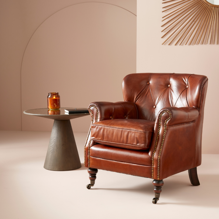 Newcastle chocolate leather bar armchair