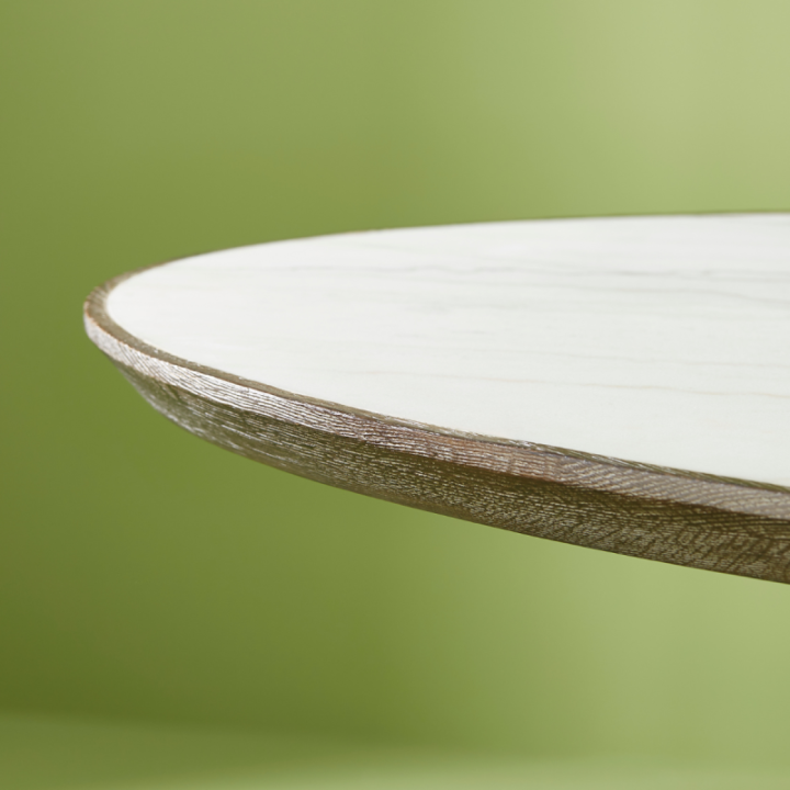 Table Tulipe plateau marbre blanc et chêne