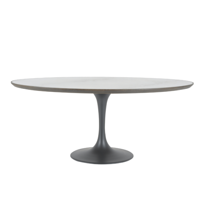 Tulipe Table with white marble and oak top