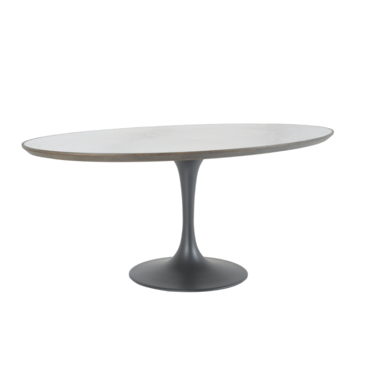 Tulipe Table with white marble and oak top