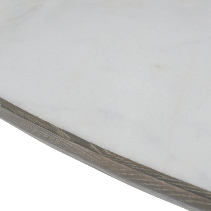 Tulipe Table with white marble and oak top