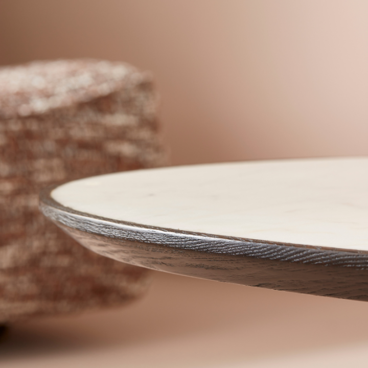 Table basse Tulipe marbre blanc et chêne