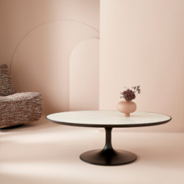 Tulipe Coffee Table white marble and oak