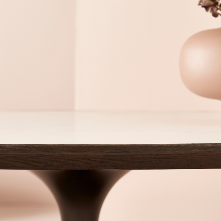 Tulipe Coffee Table white marble and oak