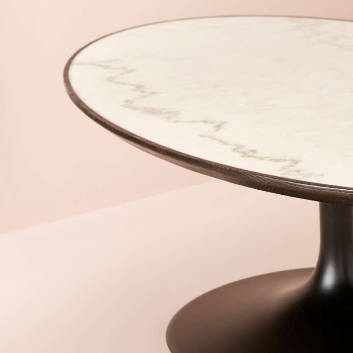 Tulipe Coffee Table white marble and oak