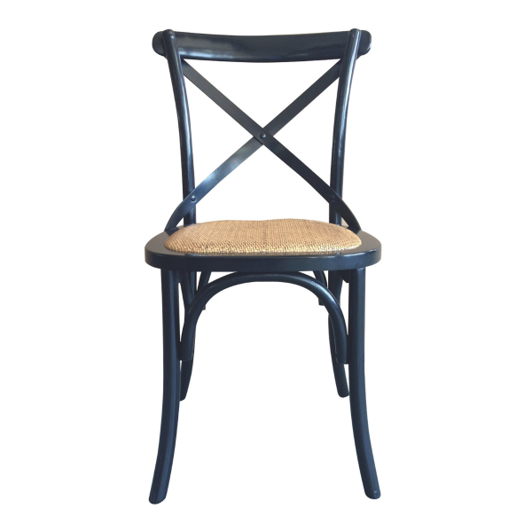 Lot de 2 chaises en hêtre massif noir et cannage BISTROT