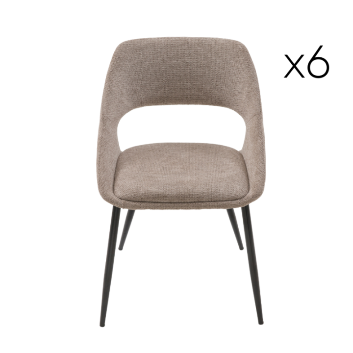 Chaise Elodie taupe lot de 6pcs