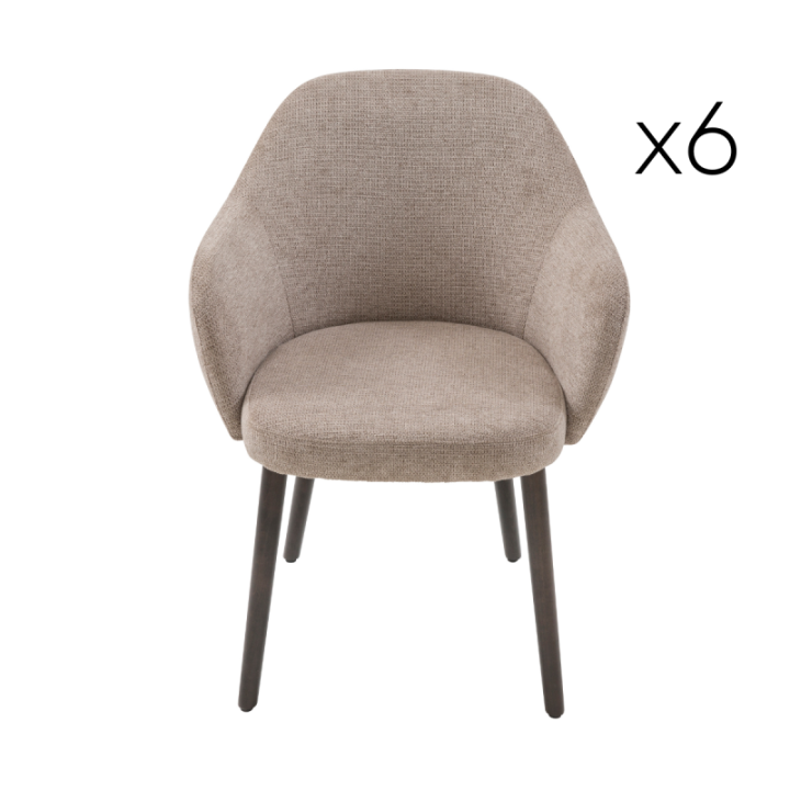 Lot de 6 fauteuils bridge en tissu ERNEST