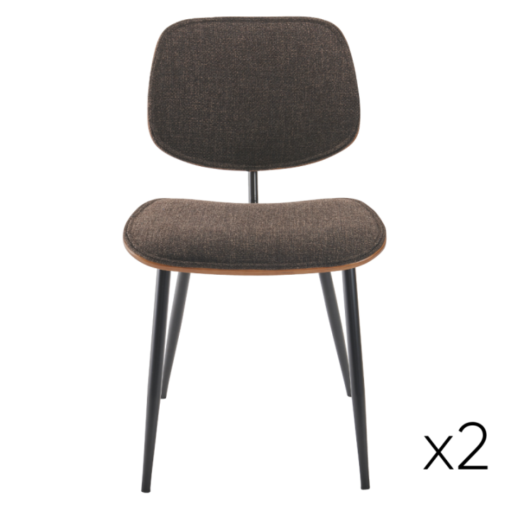 Olympia set of 2 grey fabric chairs with metal legs