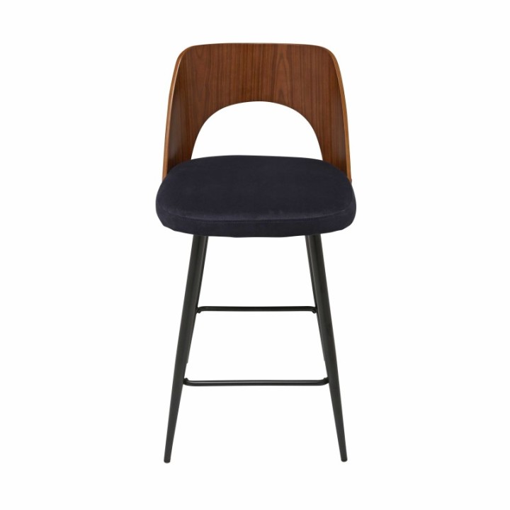 Chaise de comptoir en velours bleu AUSTIN