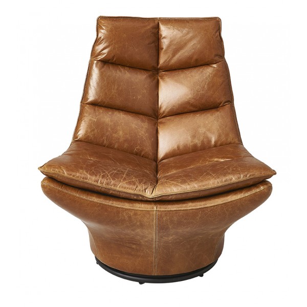 Fauteuil pivotant cuir Achille camel