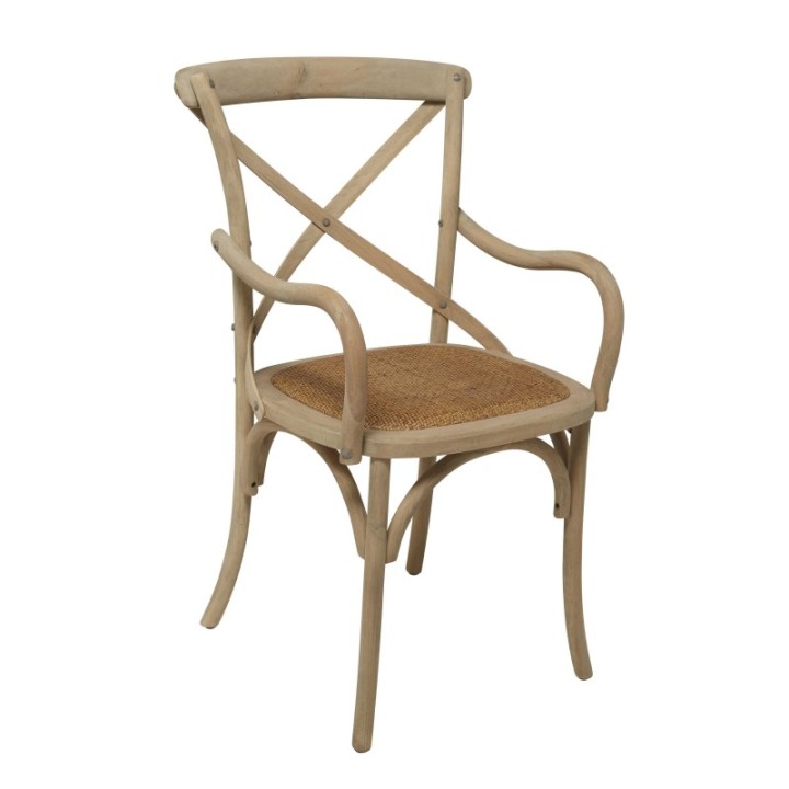Bistrot set of 2 oxidised oak dining armchairs