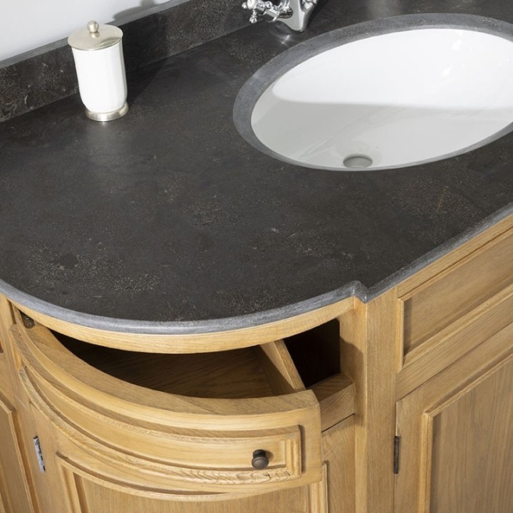 Hausmann double washbasin cabinet in oak and blue stone